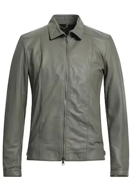 mens-military-green-faux-leather-biker-jacket