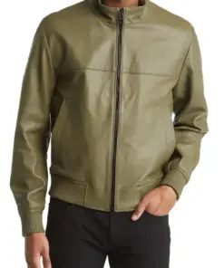 mens-olive-green-faux-leather-bomber-jacket