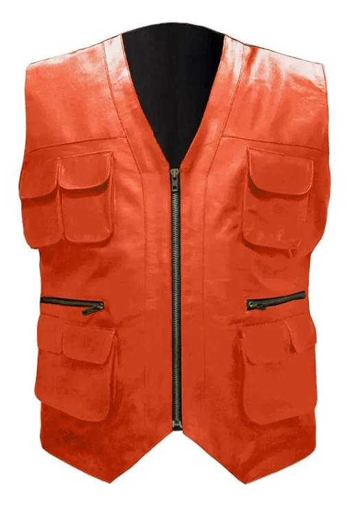 mens-orange-faux-leather-biker-vest