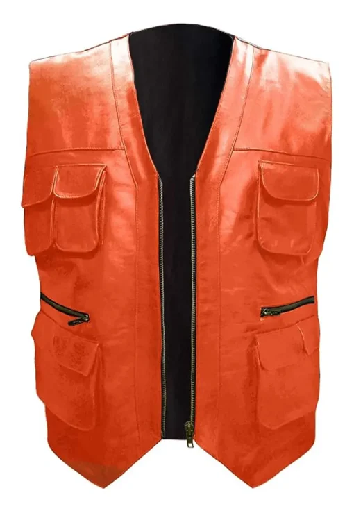 mens-orange-faux-leather-biker-vest