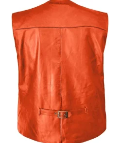 mens-orange-faux-leather-biker-vest