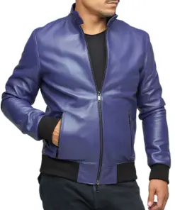 mens-purple-faux-leather-bomber-jacket