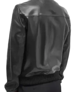 mens-ribbed-black-faux-leather-bomber-jacket