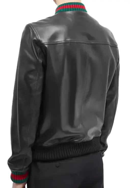 mens-ribbed-black-faux-leather-bomber-jacket