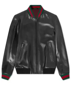 mens-ribbed-black-faux-leather-bomber-jacket