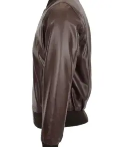 mens-ribbed-collar-brown-faux-leather-bomber-jacket