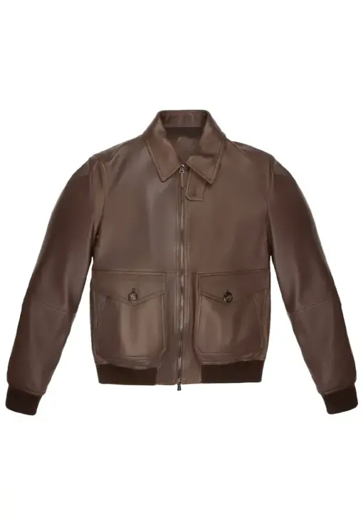 mens-shirt-collar-brown-bomber-faux-leather-jacket