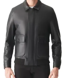 mens-slim-fit-black-bomber-faux-leather-jacket