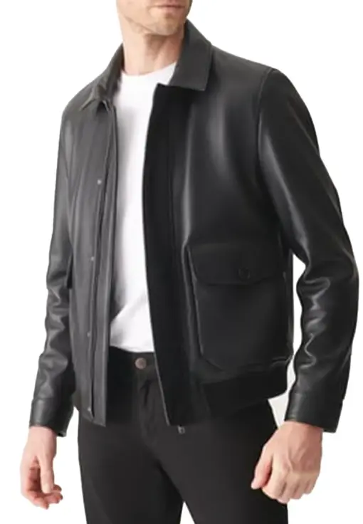 mens-slim-fit-black-bomber-faux-leather-jacket