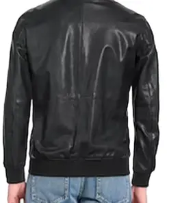 mens-solid-black-faux-leather-bomber-jacket