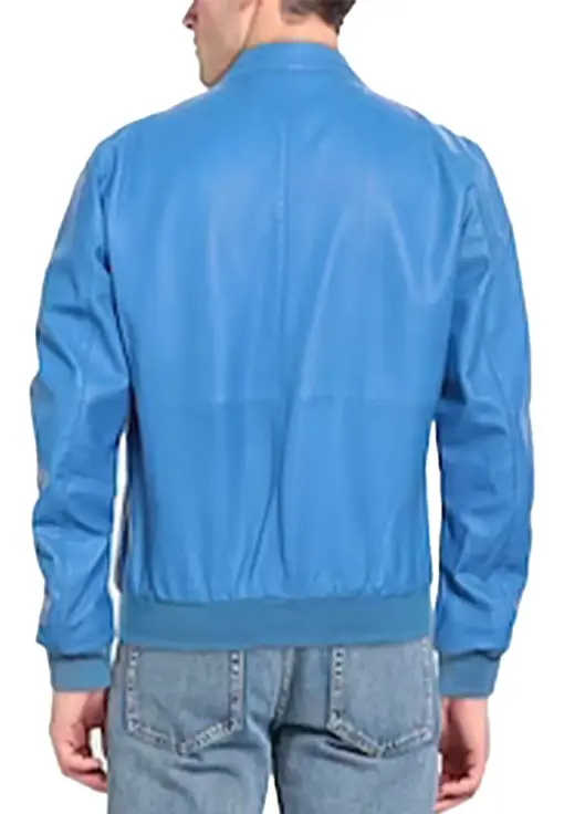 mens-solid-blue-faux-leather-bomber-jacket