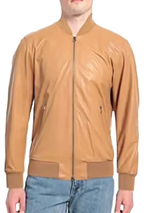 mens-solid-camel-faux-leather-bomber-jacket