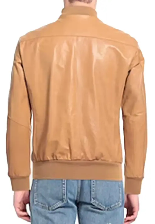 mens-solid-camel-faux-leather-bomber-jacket