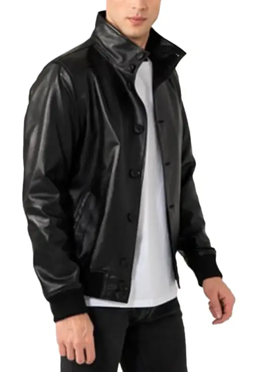 mens-sport-black-faux-leather-bomber-jacket