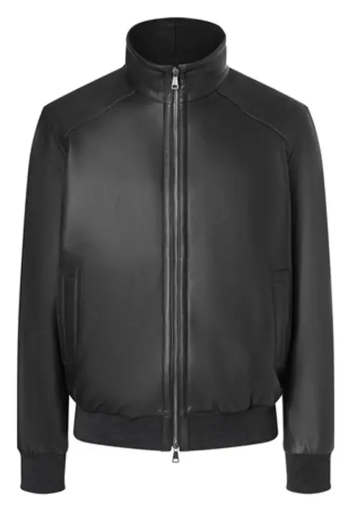 mens-sporty-black-faux-leather-bomber-jacket