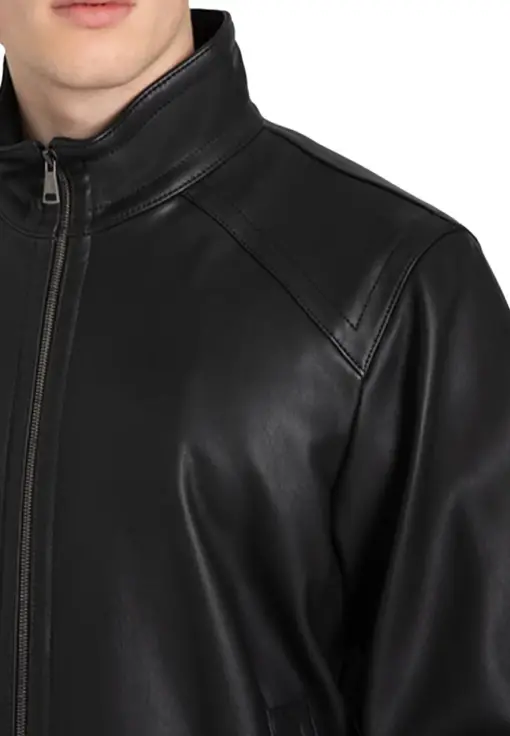 mens-sporty-black-faux-leather-bomber-jacket