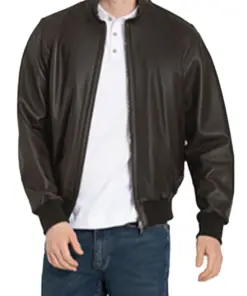 mens-sporty-brown-faux-leather-bomber-jacket