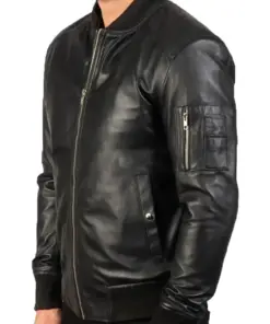 mens-stylish-black-faux-leather-bomber-jacket