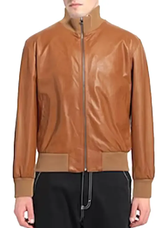 mens-tan-bomber-faux-leather-jacket