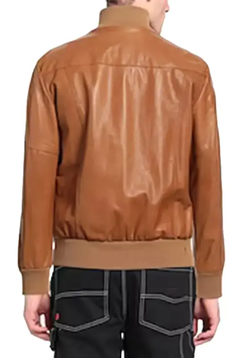 mens-tan-bomber-faux-leather-jacket