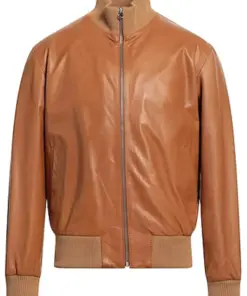 mens-tan-bomber-faux-leather-jacket