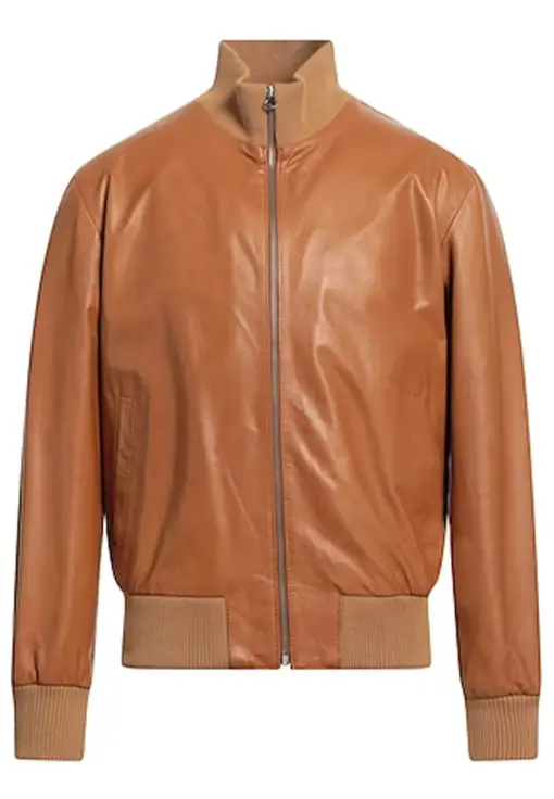 mens-tan-bomber-faux-leather-jacket