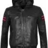 mens-vintage-black-hooded-faux-leather-bomber-jacket