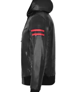 mens-vintage-black-hooded-faux-leather-bomber-jacket