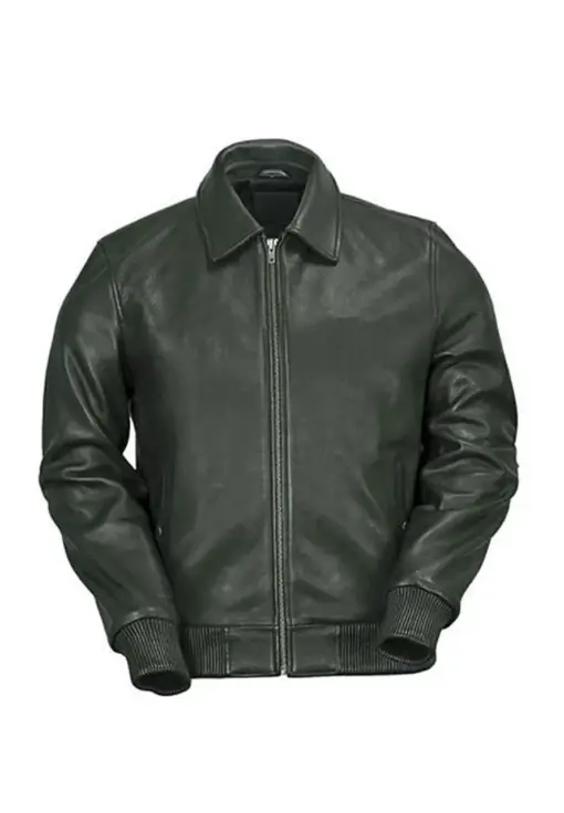 mens-vintage-green-faux-leather-bomber-jacket