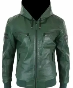 mens-vintage-green-hooded-faux-leather-bomber-jacket