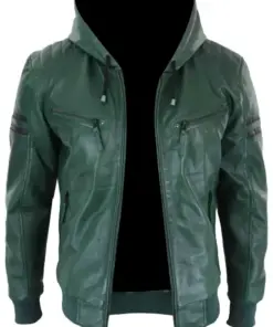 mens-vintage-green-hooded-faux-leather-bomber-jacket