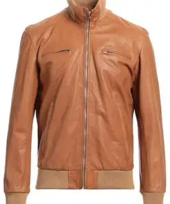 mens-vintage-tan-faux-leather-bomber-jacket