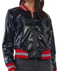 womens-baseball-black-faux-leather-bomber-jacket