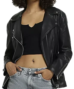 womens-belted-black-faux-leather-biker-jacket