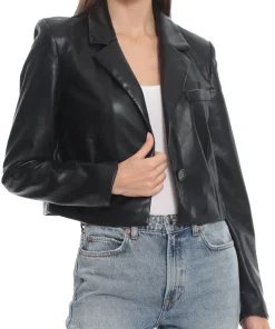 womens-black-faux-leather-cropped-blazer