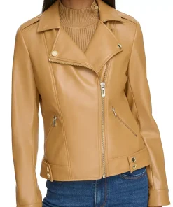 womens-fitted-classic-camel-faux-leather-jacket