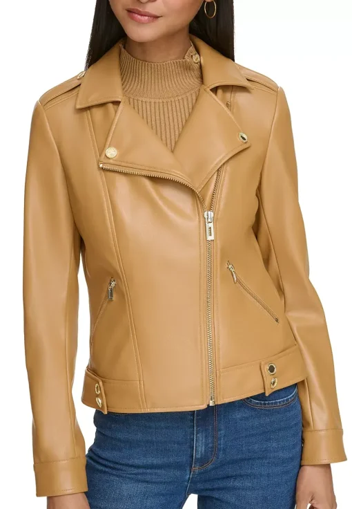 womens-fitted-classic-camel-faux-leather-jacket