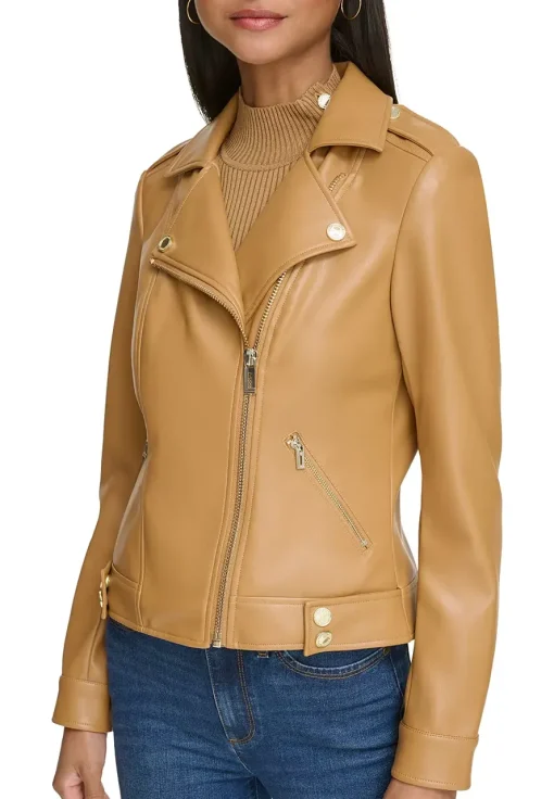 womens-fitted-classic-camel-faux-leather-jacket