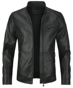 mens-casual-zip-up-black-faux-leather-jacket