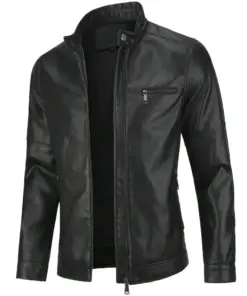 mens-casual-zip-up-black-faux-leather-jacket