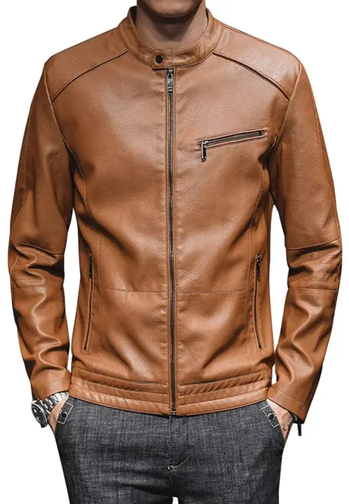 mens-stand-collar-vintage-brown-faux-leather-moto-jacket