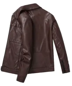 mens-turn-down-collar-brown-faux-leather-jacket