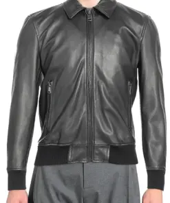 mens-shiny-black-faux-leather-bomber-jacket