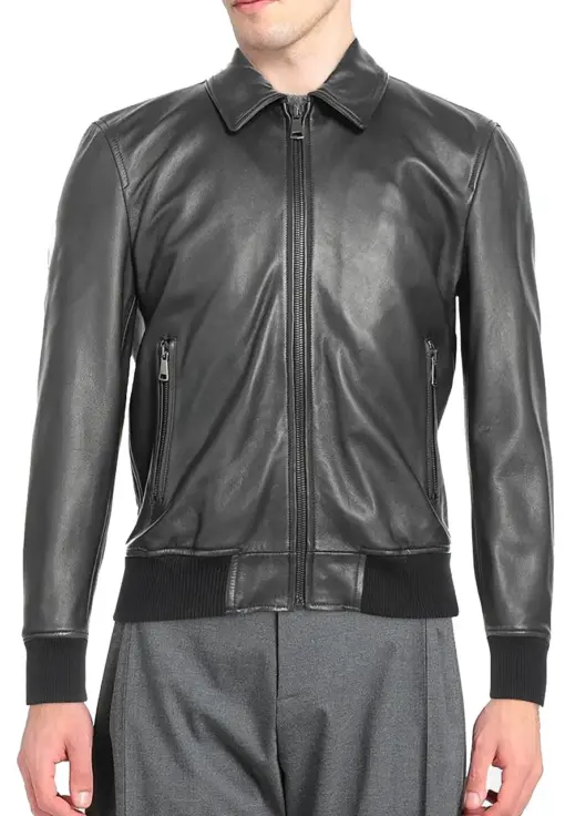 mens-shiny-black-faux-leather-bomber-jacket