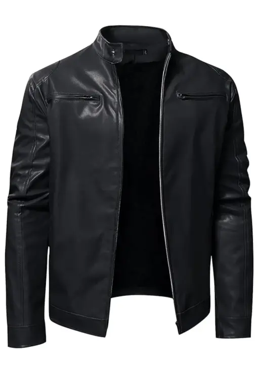 mens-black-long-sleeve-faux-leather-jacket