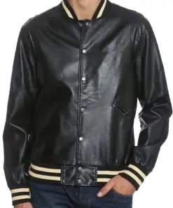 mens-black-varsity-faux-leather-bomber-jacket