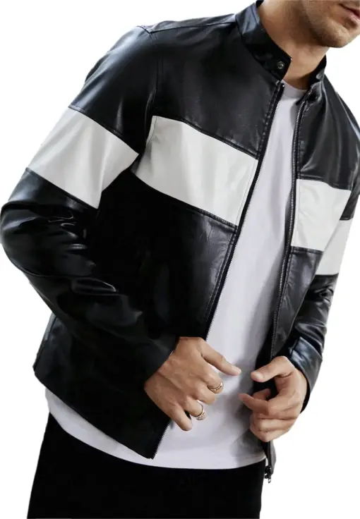 mens-black-white-faux-leather-jacket