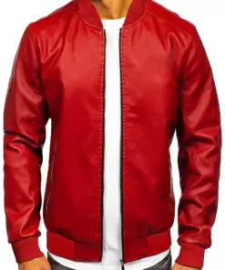 mens-brioni-red-faux-leather-bomber-jacket