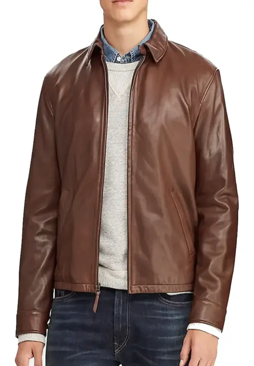 mens-bison-brown-faux-leather-jacket