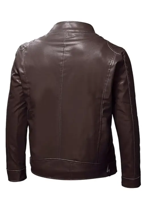 mens-brown-long-sleeve-faux-leather-jacket